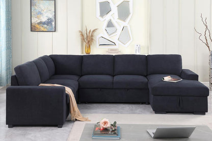 Lilola Home - Selene II 117.5inW Dark Gray Woven Fabric Sleeper Sectional Sofa with Right-Facing Storage Chaise-89139 veiw 6