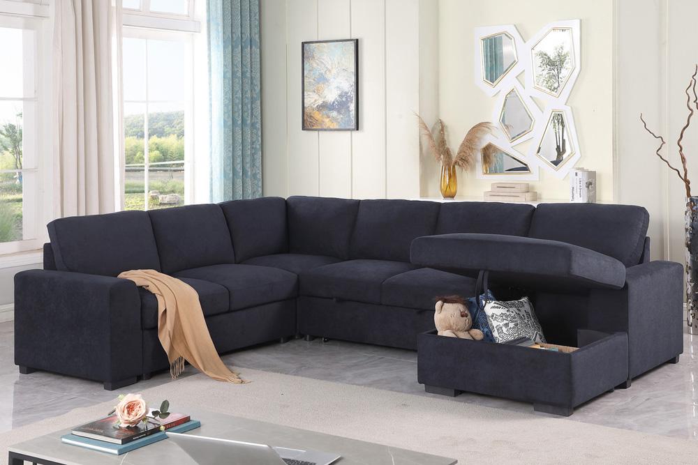 Lilola Home - Selene II 117.5inW Dark Gray Woven Fabric Sleeper Sectional Sofa with Right-Facing Storage Chaise-89139 veiw 8