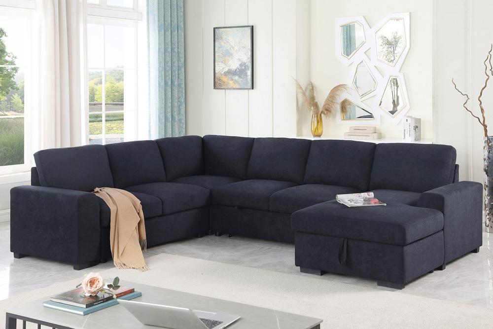 Lilola Home - Selene II 117.5inW Dark Gray Woven Fabric Sleeper Sectional Sofa with Right-Facing Storage Chaise-89139 veiw 9