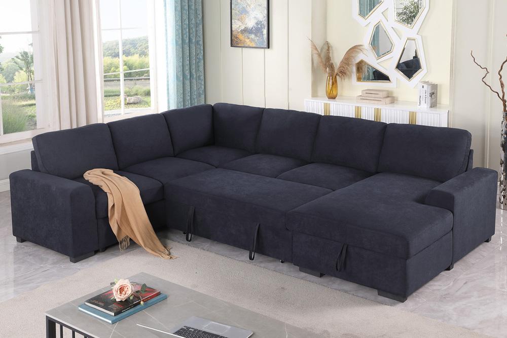 Lilola Home - Selene II 117.5inW Dark Gray Woven Fabric Sleeper Sectional Sofa with Right-Facing Storage Chaise-89139 veiw 10