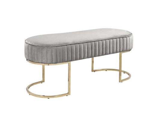 Lilola Home (Set of 2) Julianne Gray Velvet Bench with Metal Base - 88887 veiw 1