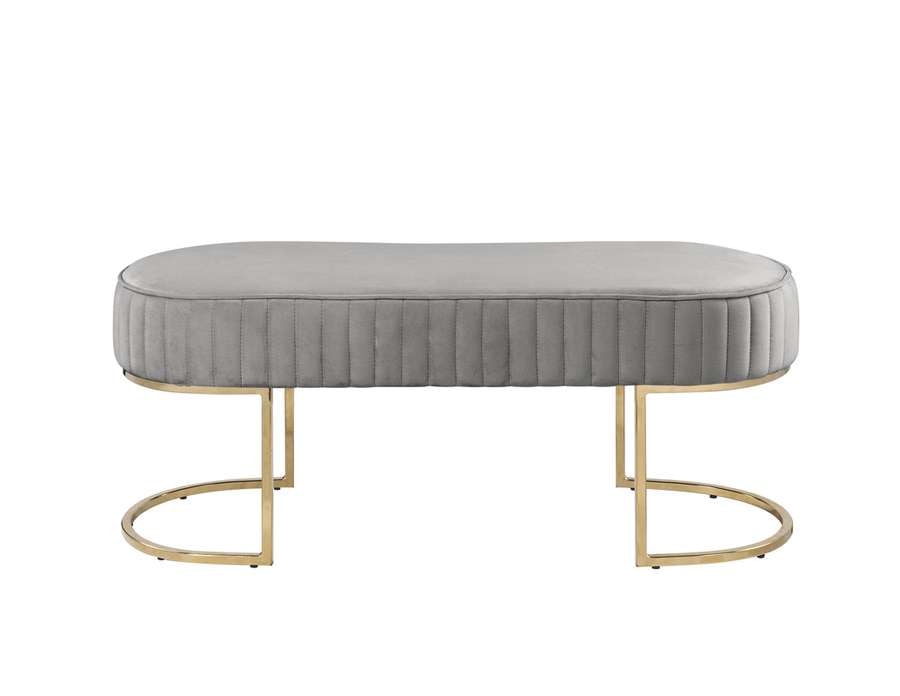 Lilola Home (Set of 2) Julianne Gray Velvet Bench with Metal Base - 88887 veiw 3