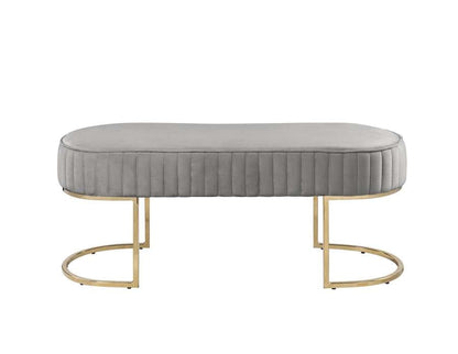 Lilola Home (Set of 2) Julianne Gray Velvet Bench with Metal Base - 88887 veiw 3