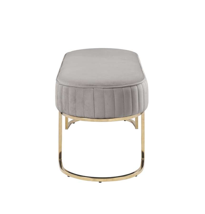 Lilola Home (Set of 2) Julianne Gray Velvet Bench with Metal Base - 88887 veiw 4