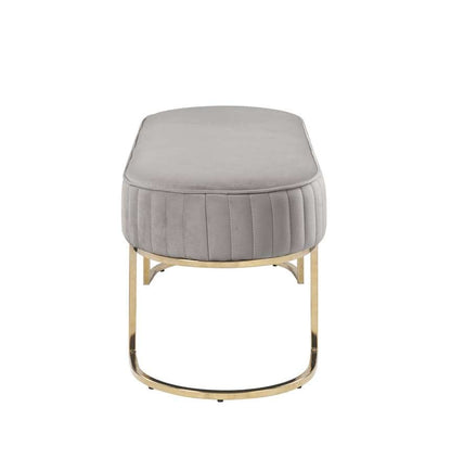Lilola Home (Set of 2) Julianne Gray Velvet Bench with Metal Base - 88887 veiw 4