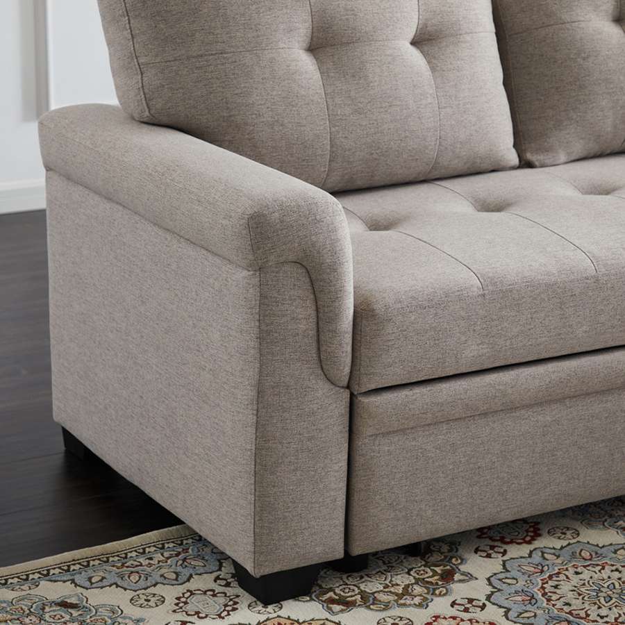 Lilola Home - Sierra Light Gray Linen Reversible Sleeper Sectional Sofa with Storage Chaise - 781340 veiw 2