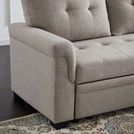 Lilola Home - Sierra Light Gray Linen Reversible Sleeper Sectional Sofa with Storage Chaise - 781340 veiw 2