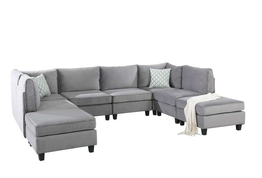 Lilola Home - Simona Gray Velvet 8Pc Modular Sectional Sofa - 88019-5 veiw 3
