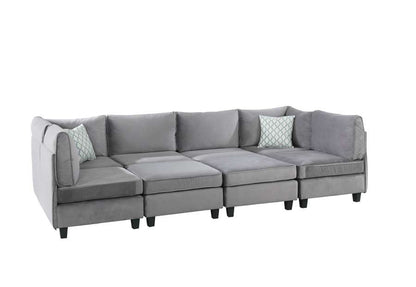 Lilola Home - Simona Gray Velvet 8Pc Modular Sectional Sofa - 88019-5 veiw 4