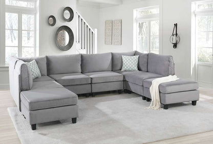 Lilola Home - Simona Gray Velvet 8Pc Modular Sectional Sofa - 88019-5 veiw 5