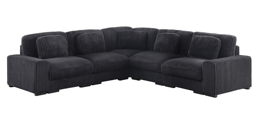 Lilola Home - Sloane 117"W Charcoal Corduroy Fabric Reversible L-Shape Modular Sectional Sofa - 81650-4 view 1