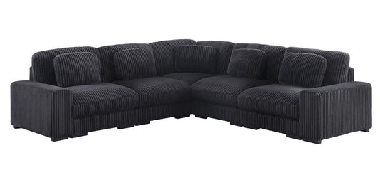 Lilola Home - Sloane 117"W Charcoal Corduroy Fabric Reversible L-Shape Modular Sectional Sofa - 81650-4 view 1