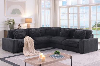Lilola Home - Sloane 117"W Charcoal Corduroy Fabric Reversible L-Shape Modular Sectional Sofa - 81650-4 view 2
