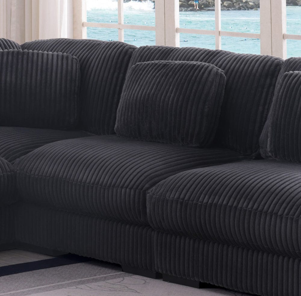 Lilola Home - Sloane 117"W Charcoal Corduroy Fabric Reversible L-Shape Modular Sectional Sofa - 81650-4 view 6