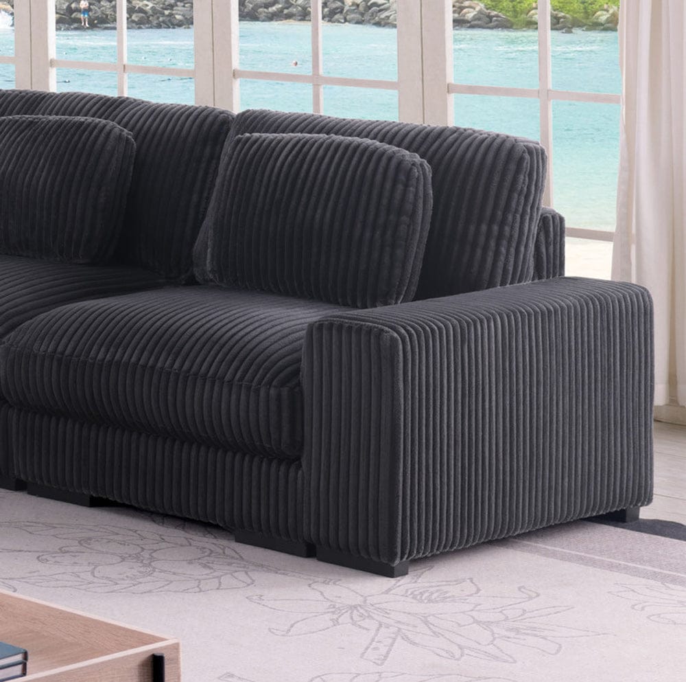 Lilola Home - Sloane 117"W Charcoal Corduroy Fabric Reversible L-Shape Modular Sectional Sofa - 81650-4 view 7