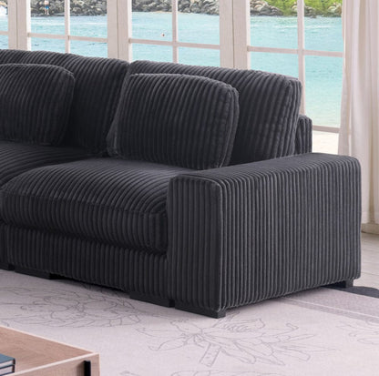 Lilola Home - Sloane 117"W Charcoal Corduroy Fabric Reversible L-Shape Modular Sectional Sofa - 81650-4 view 7