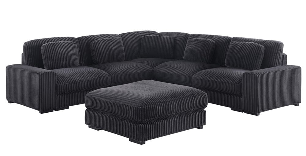 Lilola Home - Sloane 117"W Charcoal Corduroy Fabric Reversible L-Shape Modular Sectional Sofa with Ottoman - 81650-3 view 2