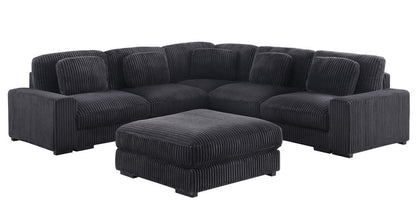 Lilola Home - Sloane 117"W Charcoal Corduroy Fabric Reversible L-Shape Modular Sectional Sofa with Ottoman - 81650-3 view 2