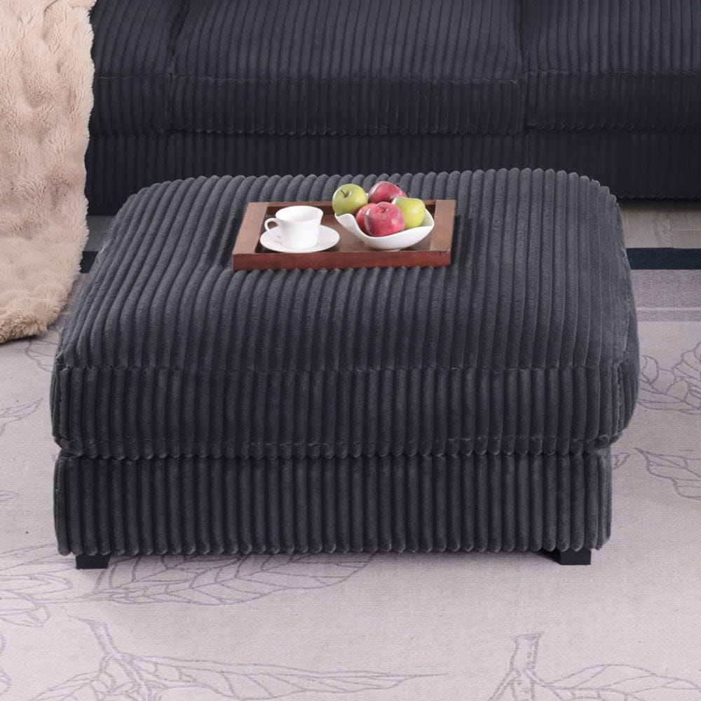 Lilola Home - Sloane 117"W Charcoal Corduroy Fabric Reversible L-Shape Modular Sectional Sofa with Ottoman - 81650-3 view 8