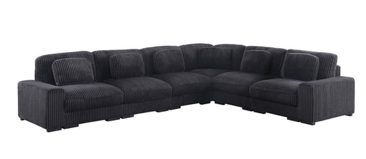 Lilola Home - Sloane 151"W Charcoal Corduroy Fabric Reversible L-Shape Modular Sectional Sofa - 81650-2 view 1