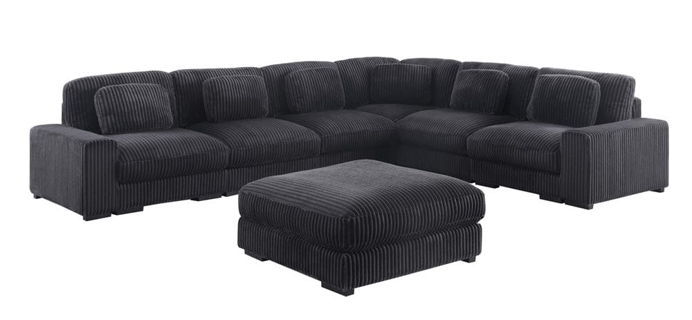 Lilola Home - Sloane 151"W Charcoal Corduroy Fabric Reversible L-Shape Modular Sectional Sofa with Ottoman - 81650-1 view 2
