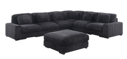 Lilola Home - Sloane 151"W Charcoal Corduroy Fabric Reversible L-Shape Modular Sectional Sofa with Ottoman - 81650-1 view 2
