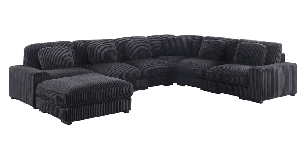 Lilola Home - Sloane 151"W Charcoal Corduroy Fabric Reversible L-Shape Modular Sectional Sofa with Ottoman - 81650-1 view 8