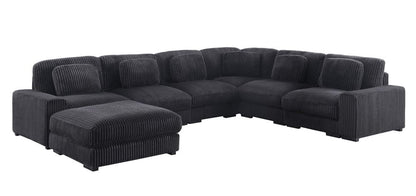 Lilola Home - Sloane 151"W Charcoal Corduroy Fabric Reversible L-Shape Modular Sectional Sofa with Ottoman - 81650-1 view 8