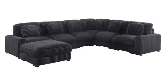 Lilola Home - Sloane 151"W Charcoal Corduroy Fabric Reversible L-Shape Modular Sectional Sofa with Ottoman - 81650-1 view 8