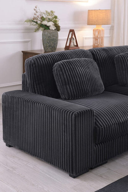 Lilola Home - Sloane 151"W Charcoal Corduroy Fabric Reversible L-Shape Modular Sectional Sofa with Ottoman - 81650-1 view 9