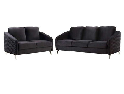 Lilola Home - Sofia Black Velvet Fabric Sofa Loveseat Living Room Set - 89721-SL veiw 1