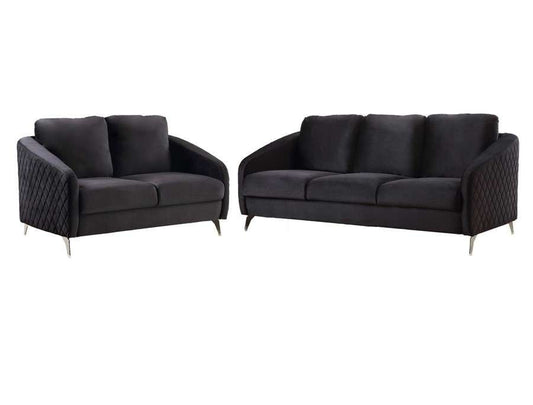 Lilola Home - Sofia Black Velvet Fabric Sofa Loveseat Living Room Set - 89721-SL veiw 1