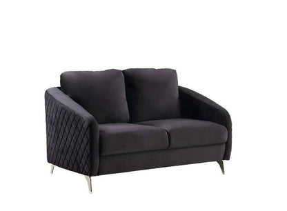 Lilola Home - Sofia Black Velvet Modern Chic Loveseat Couch - 89721-L veiw 1