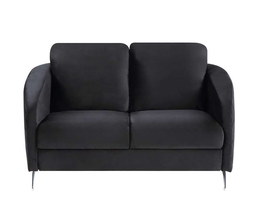 Lilola Home - Sofia Black Velvet Modern Chic Loveseat Couch - 89721-L veiw 3