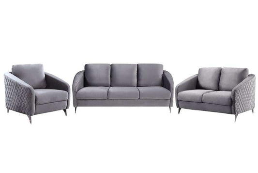Lilola Home - Sofia Gray Velvet Fabric Sofa Loveseat Chair Living Room Set - 89720 veiw 1
