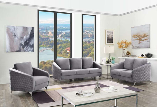 Lilola Home - Sofia Gray Velvet Fabric Sofa Loveseat Chair Living Room Set - 89720 veiw 2