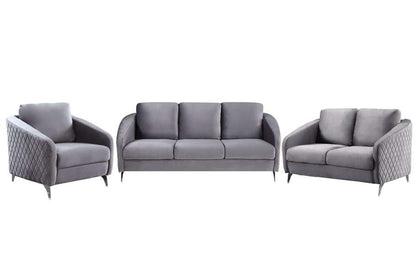 Lilola Home - Sofia Gray Velvet Fabric Sofa Loveseat Chair Living Room Set - 89720 veiw 3