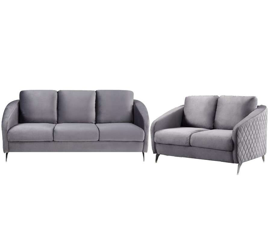 Lilola Home - Sofia Gray Velvet Fabric Sofa Loveseat Living Room Set - 89720-SL veiw 1