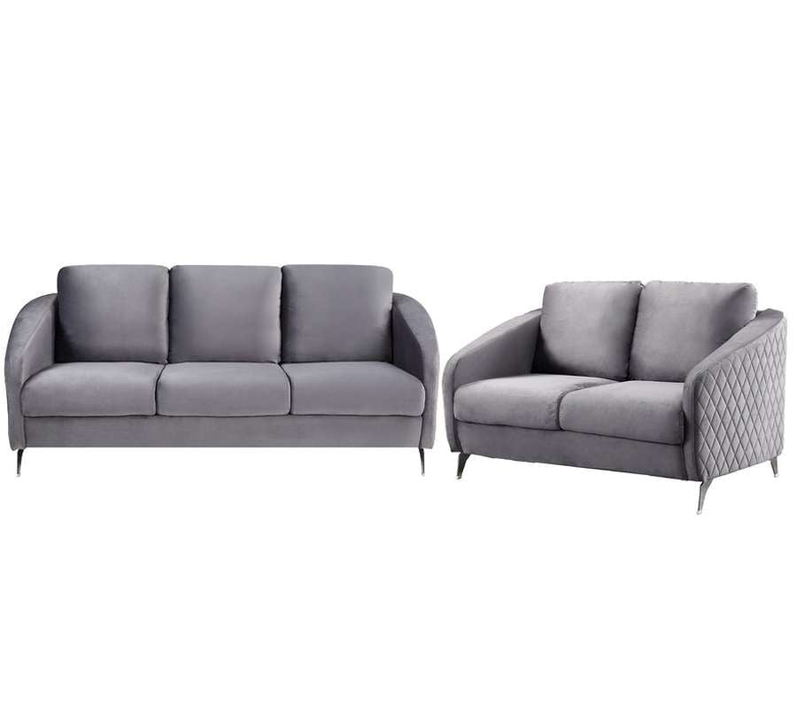 Lilola Home - Sofia Gray Velvet Fabric Sofa Loveseat Living Room Set - 89720-SL veiw 2