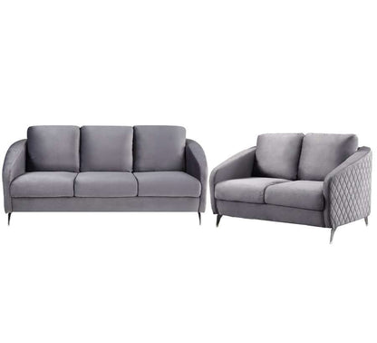 Lilola Home - Sofia Gray Velvet Fabric Sofa Loveseat Living Room Set - 89720-SL veiw 2