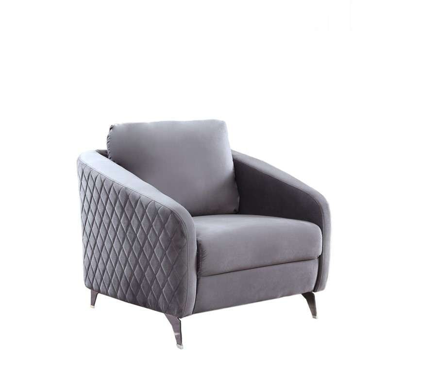 Lilola Home - Sofia Gray Velvet Modern Chic Accent Armchair - 89720-C veiw 1