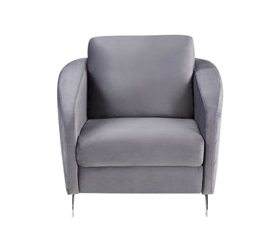 Lilola Home - Sofia Gray Velvet Modern Chic Accent Armchair - 89720-C veiw 2