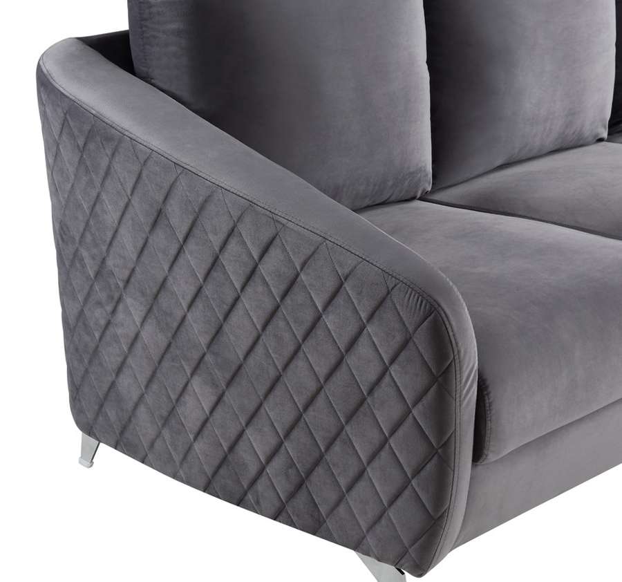 Lilola Home - Sofia Gray Velvet Modern Chic Accent Armchair - 89720-C veiw 3