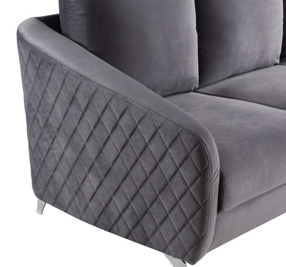 Lilola Home - Sofia Gray Velvet Modern Chic Accent Armchair - 89720-C veiw 3