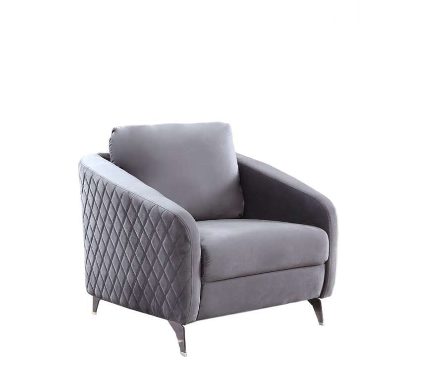 Lilola Home - Sofia Gray Velvet Modern Chic Accent Armchair - 89720-C veiw 5