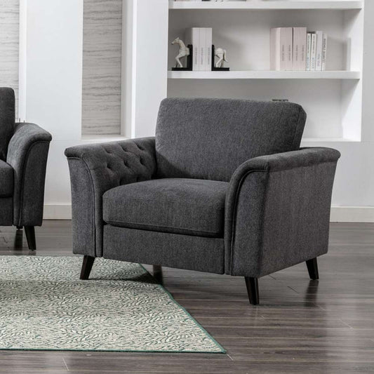 Lilola Home - Stanton Dark Gray Linen Chair with Tufted Arms - 89730-C veiw 1
