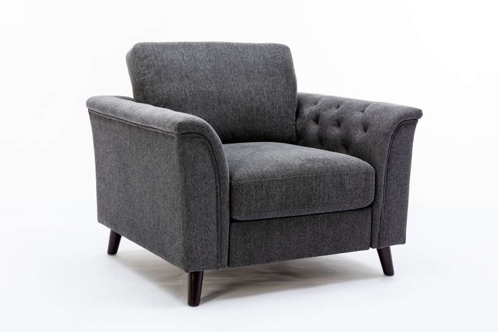 Lilola Home - Stanton Dark Gray Linen Chair with Tufted Arms - 89730-C veiw 2