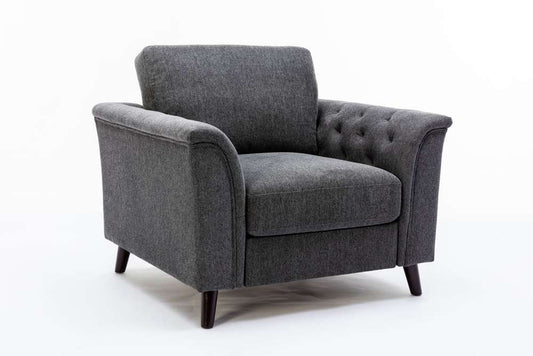 Lilola Home - Stanton Dark Gray Linen Chair with Tufted Arms - 89730-C veiw 2
