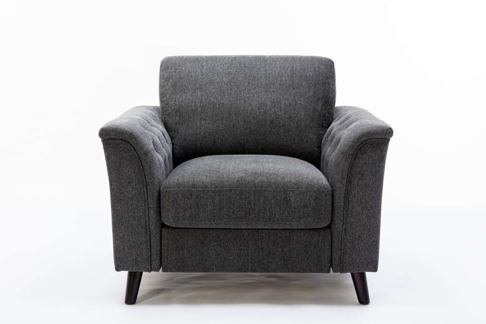 Lilola Home - Stanton Dark Gray Linen Chair with Tufted Arms - 89730-C veiw 3