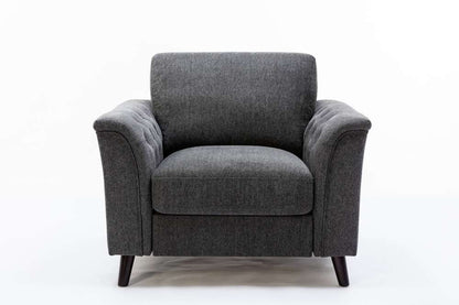 Lilola Home - Stanton Dark Gray Linen Chair with Tufted Arms - 89730-C veiw 3